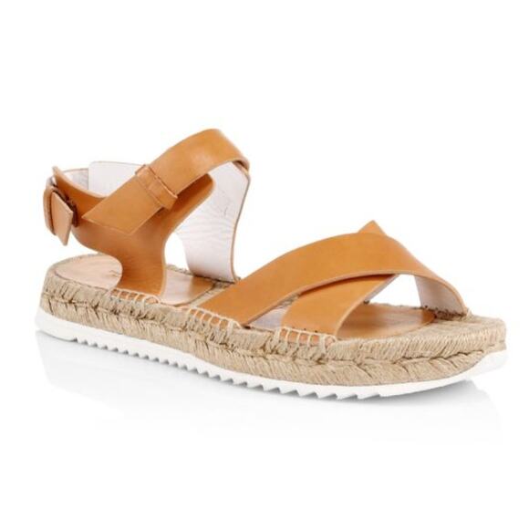 rag & bone Shoes - RAG & BONE Giza Leather Espadrille Sandals In Caramel Leather Size EU 38
